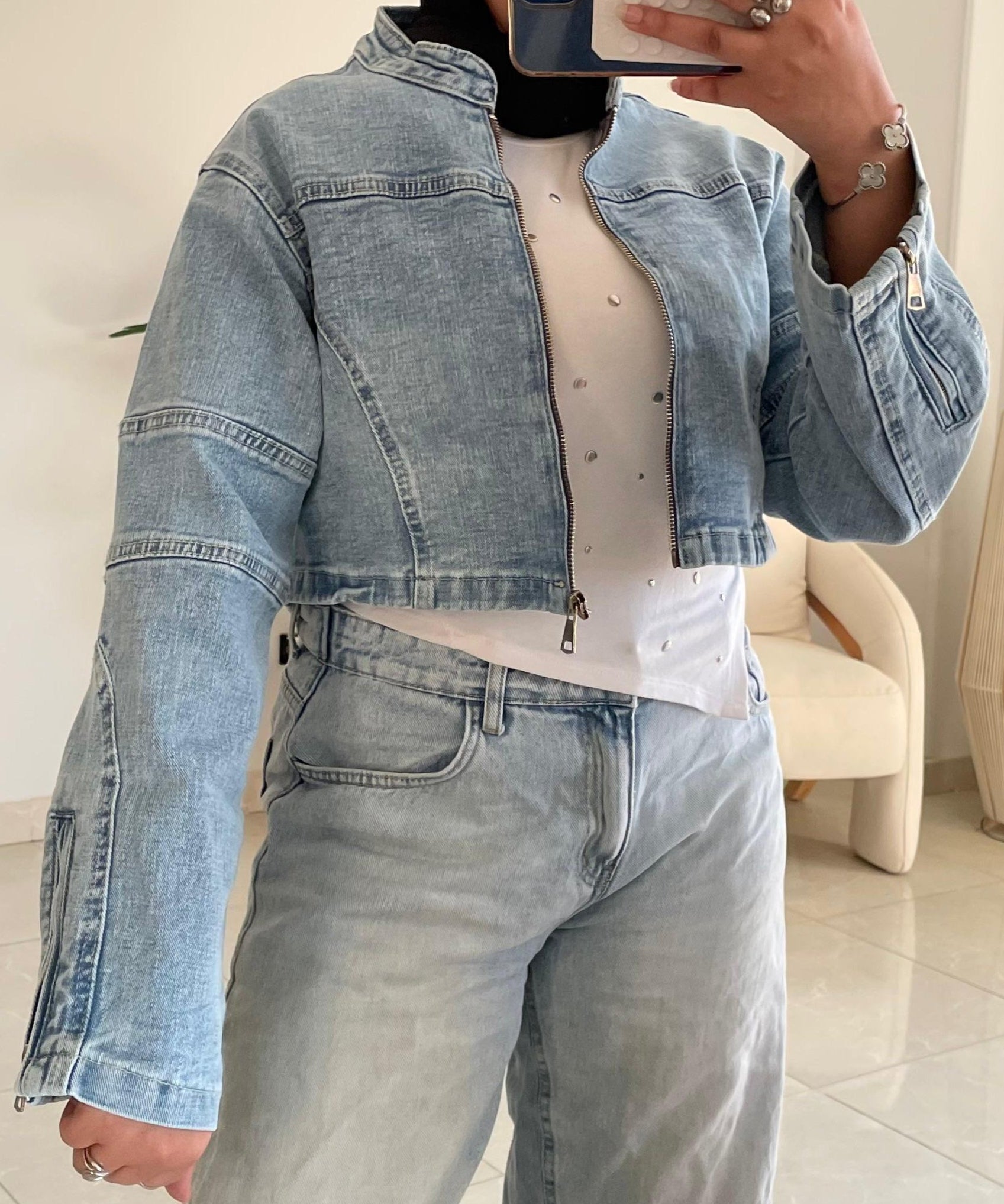 Sculpted denim jacket