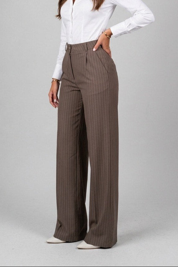 Brown pinstriped pants