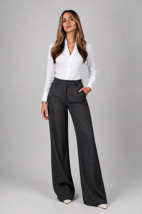 Black pinstriped pants